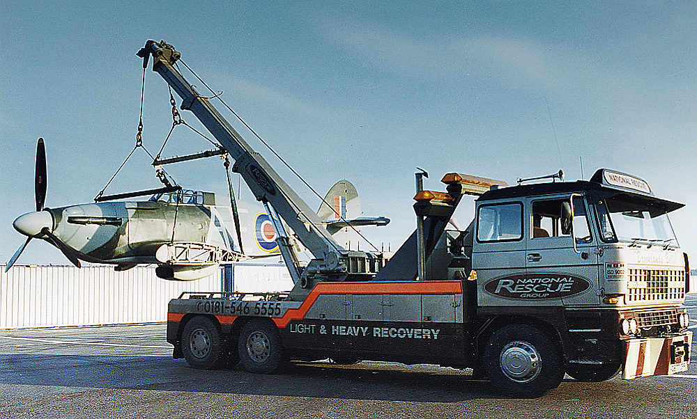 Brian Angliss's Hawker Hurricane being transported by National Rescue