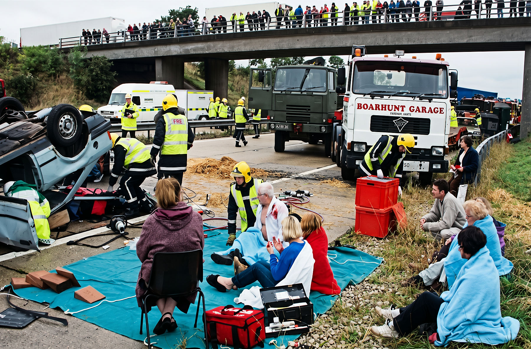 Joint emergency services training exercise on the M271