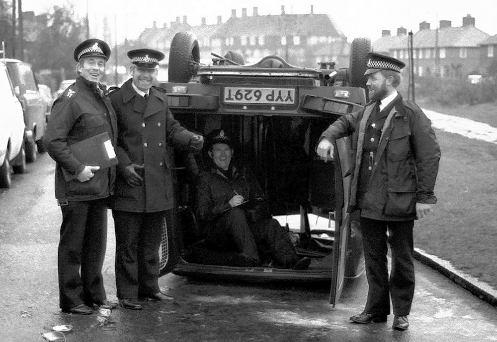 Metropolitan Police Traffic Division officers dealing with a PolAcc at Morden