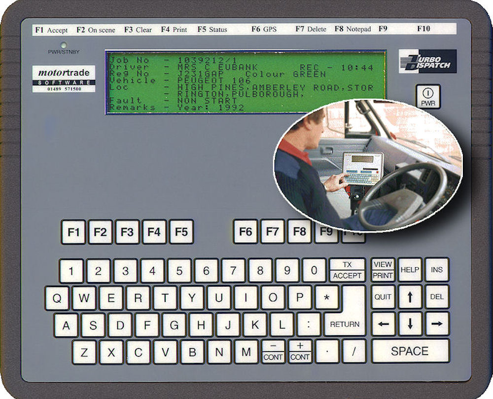 Astir Turbo Dispatch data terminal used by Queens Motors
